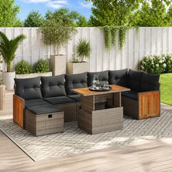 5 Piece Garden Sofa Set Specifications: Grey Poly Rattan