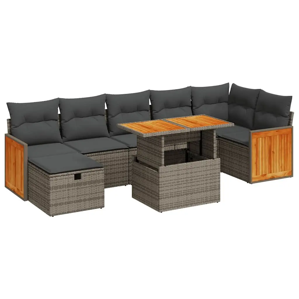 Garden Sofa Set Outdoor Furniture 5 Piece Grey Poly Rattan Patio Lounge Seating