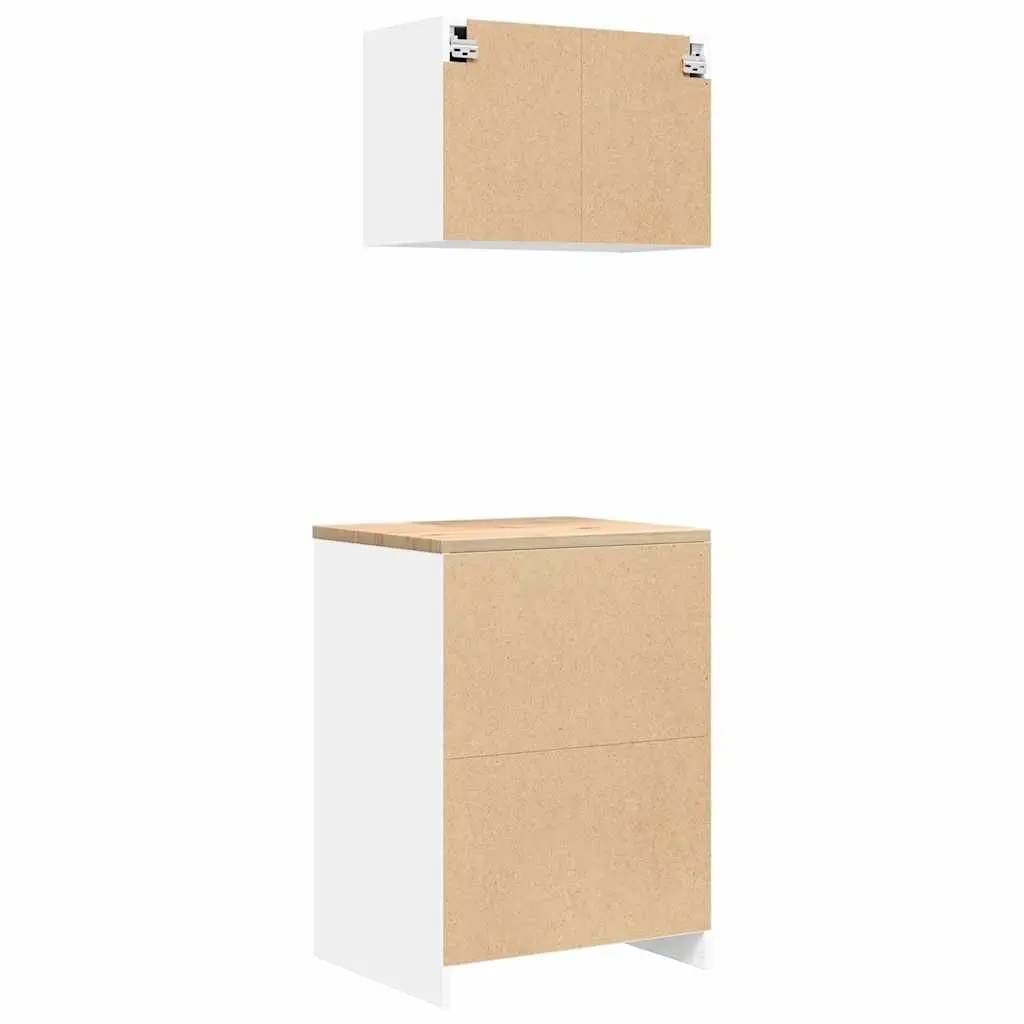 2pc White Engineered Wood Garage Cabinets