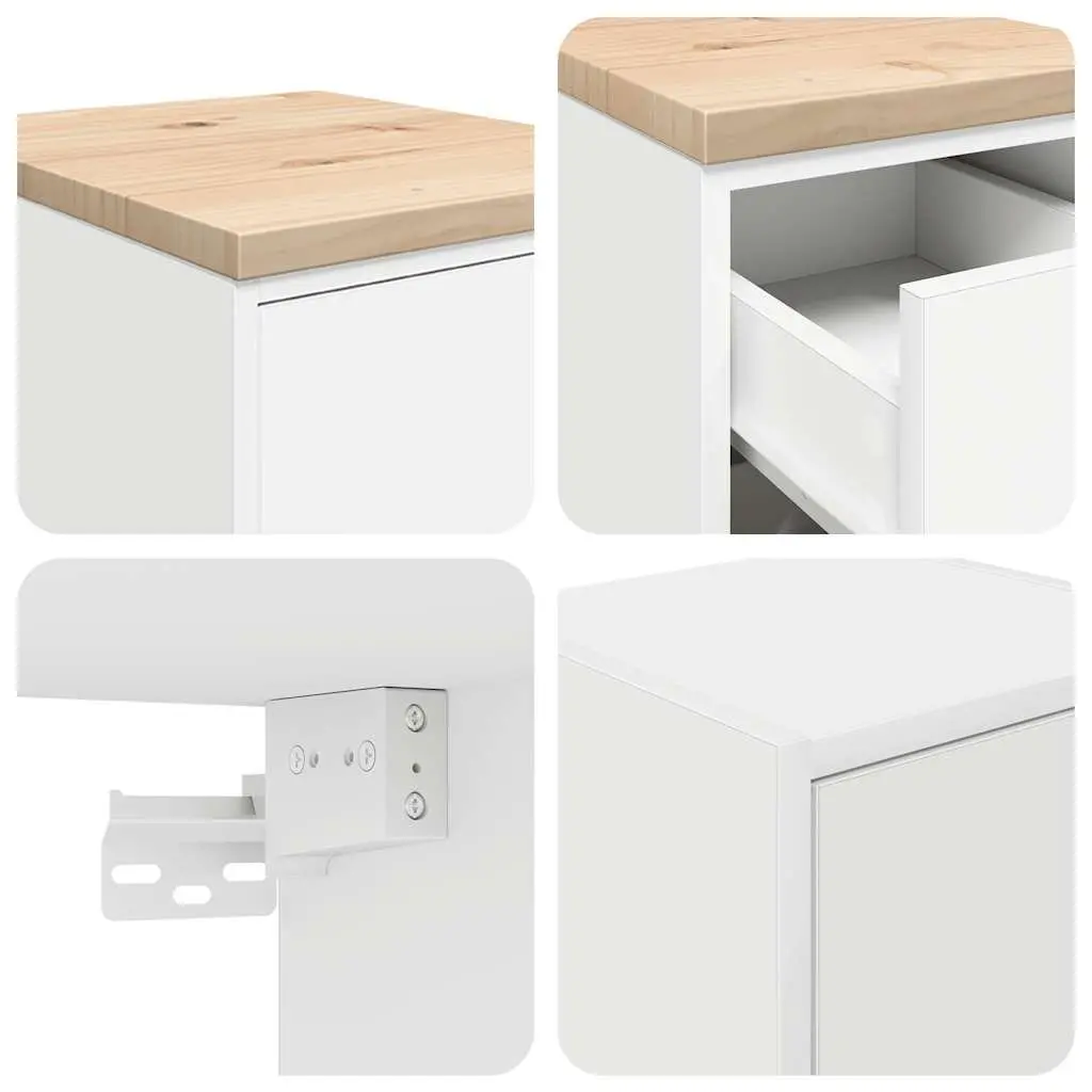 2pc White Engineered Wood Garage Cabinets