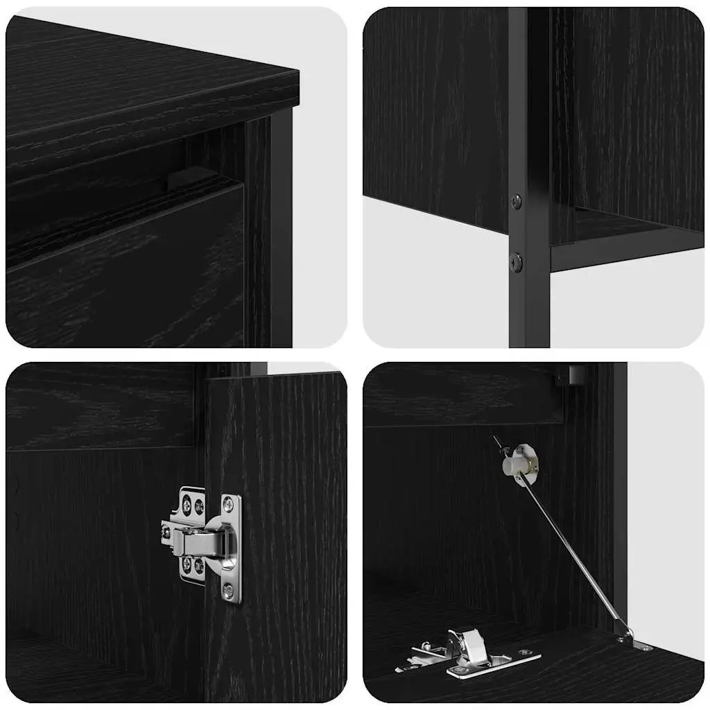 Bathroom Furniture Set 3 Piece Black Oak Vanity Storage Cabinet Unit