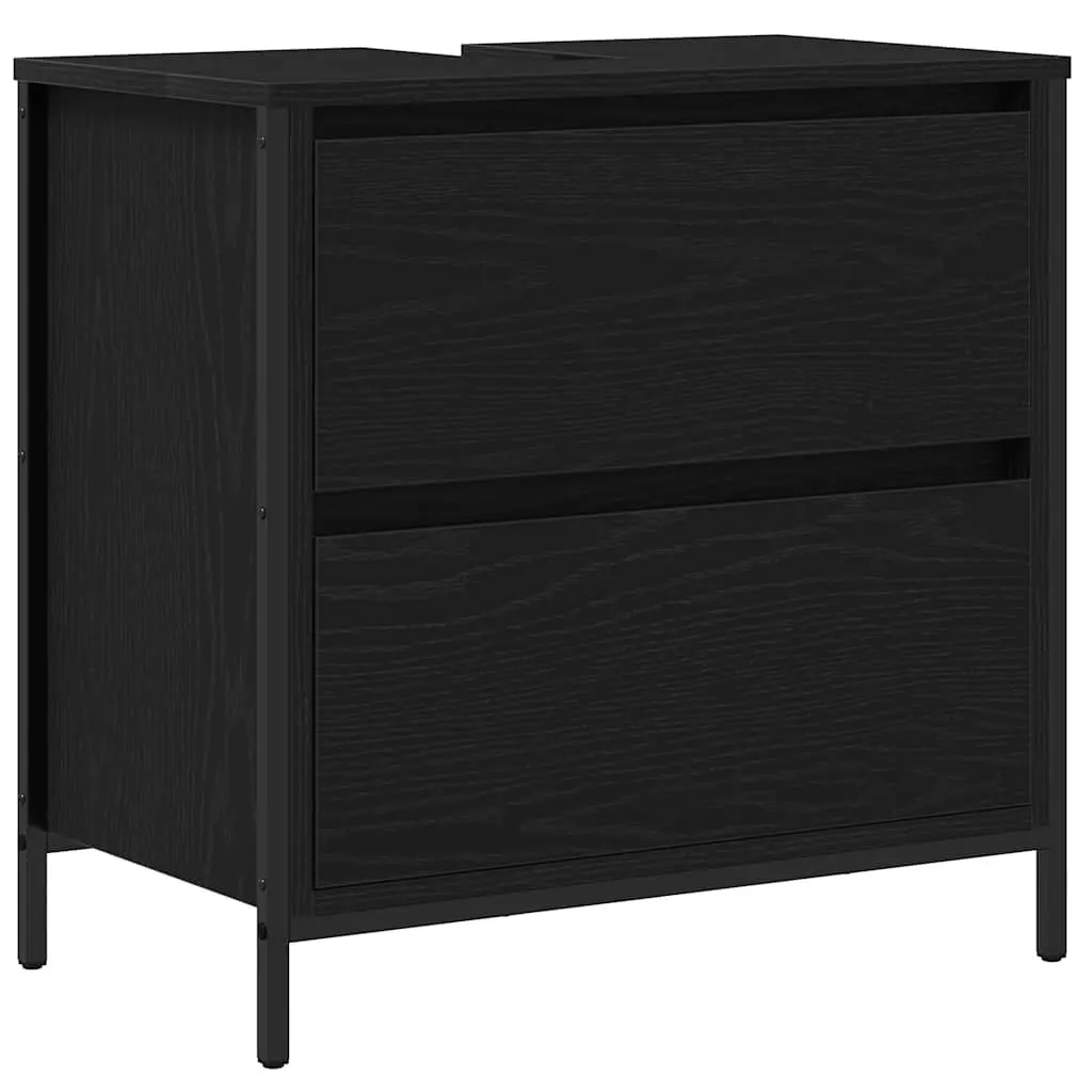 Black Oak Engineered Wood Bathroom Set with Mirror