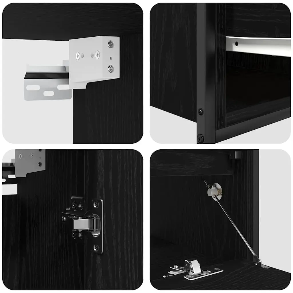 Black Oak Engineered Wood Bathroom Set with Mirror