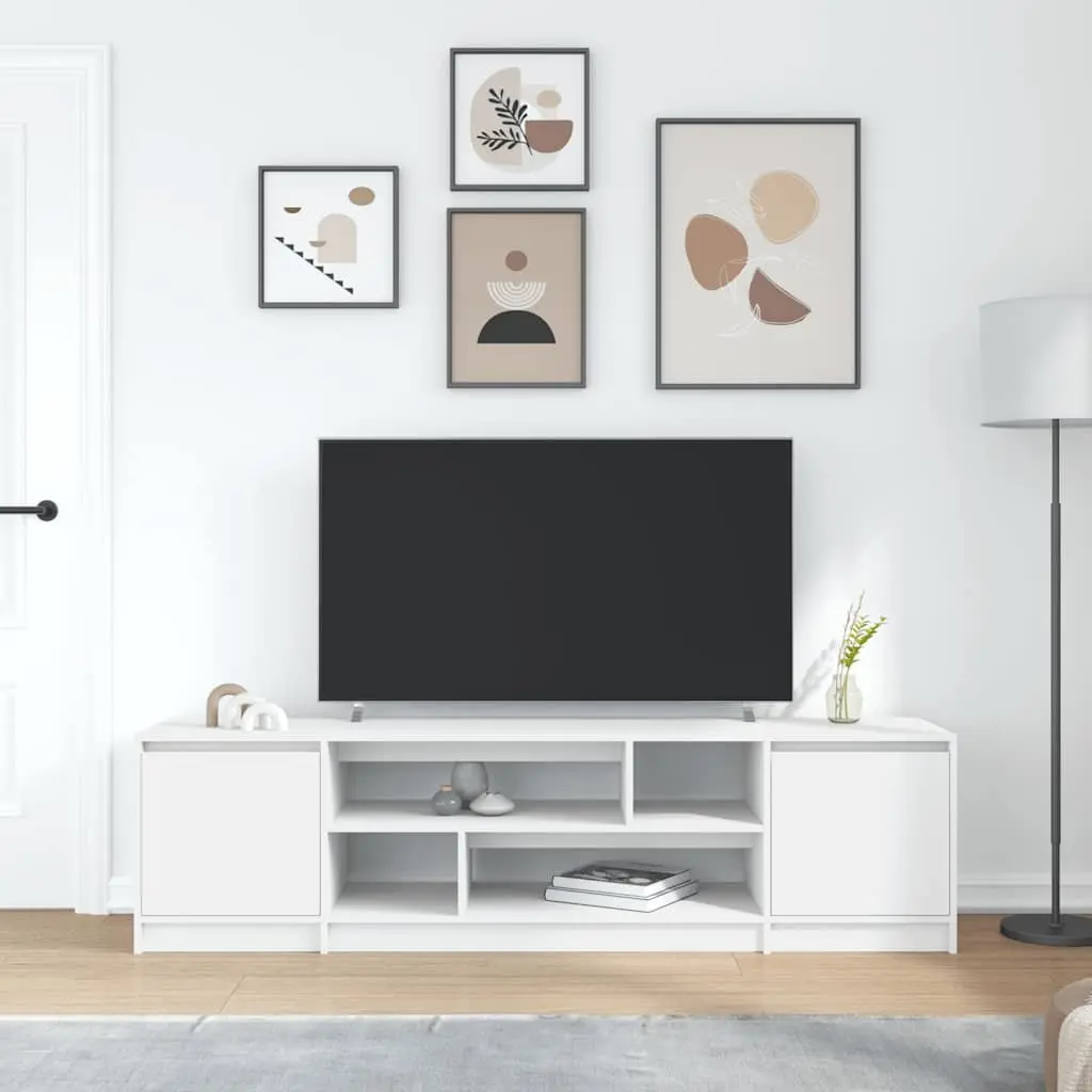 TV Cabinet White Storage Unit Living Room Bedroom Engineered Wood 188.5 x 41 x 50 cm