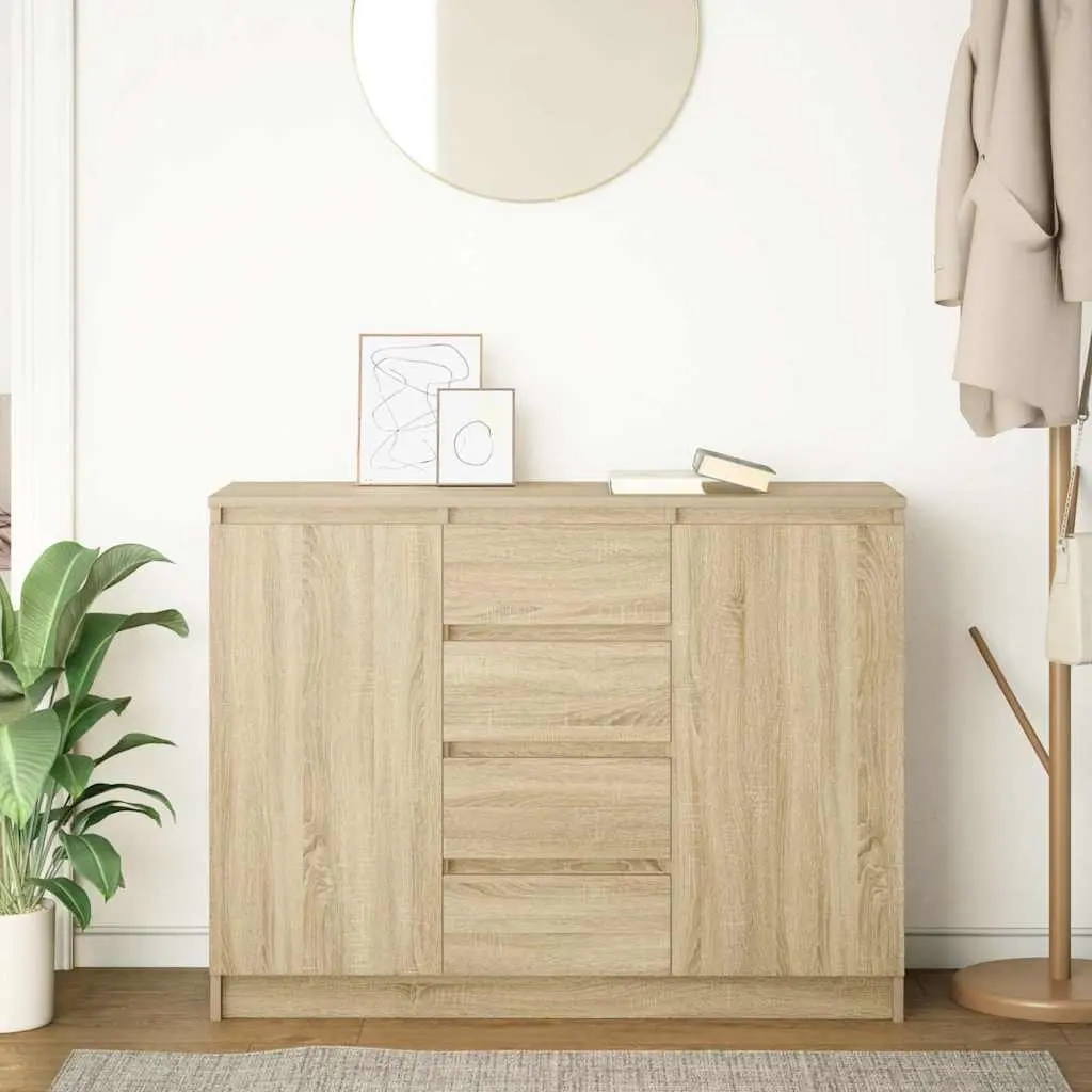 Sideboard with Drawers Storage Cabinet Sonoma Oak Brown Engineered Wood