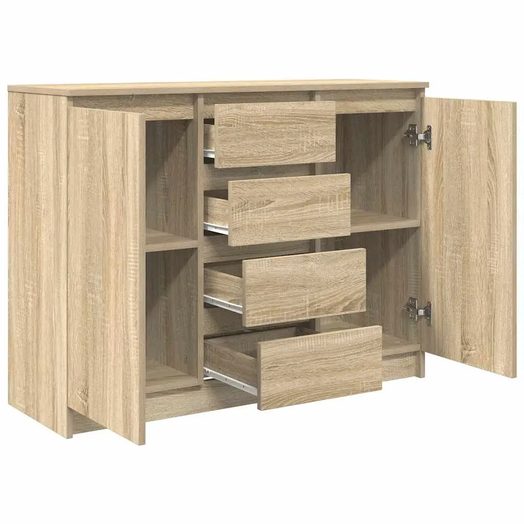 Sideboard with Drawers Storage Cabinet Sonoma Oak Brown Engineered Wood