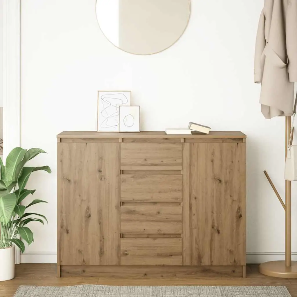 Sideboard Storage Cabinet with Drawers Doors Shelves Brown Engineered Wood