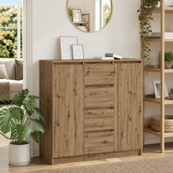 Brown Sideboard Cabinet: 100.5 x 35 x 98.5 cm, Engineered Wood