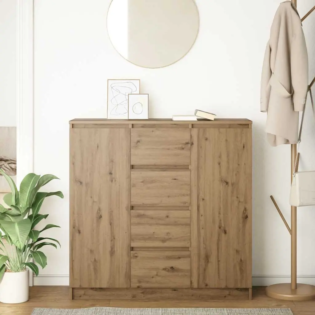 Sideboard Storage Cabinet for Living Room Brown Engineered Wood 100.5 x 35 x 98.5 cm