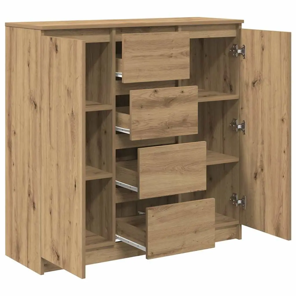 Sideboard Storage Cabinet for Living Room Brown Engineered Wood 100.5 x 35 x 98.5 cm