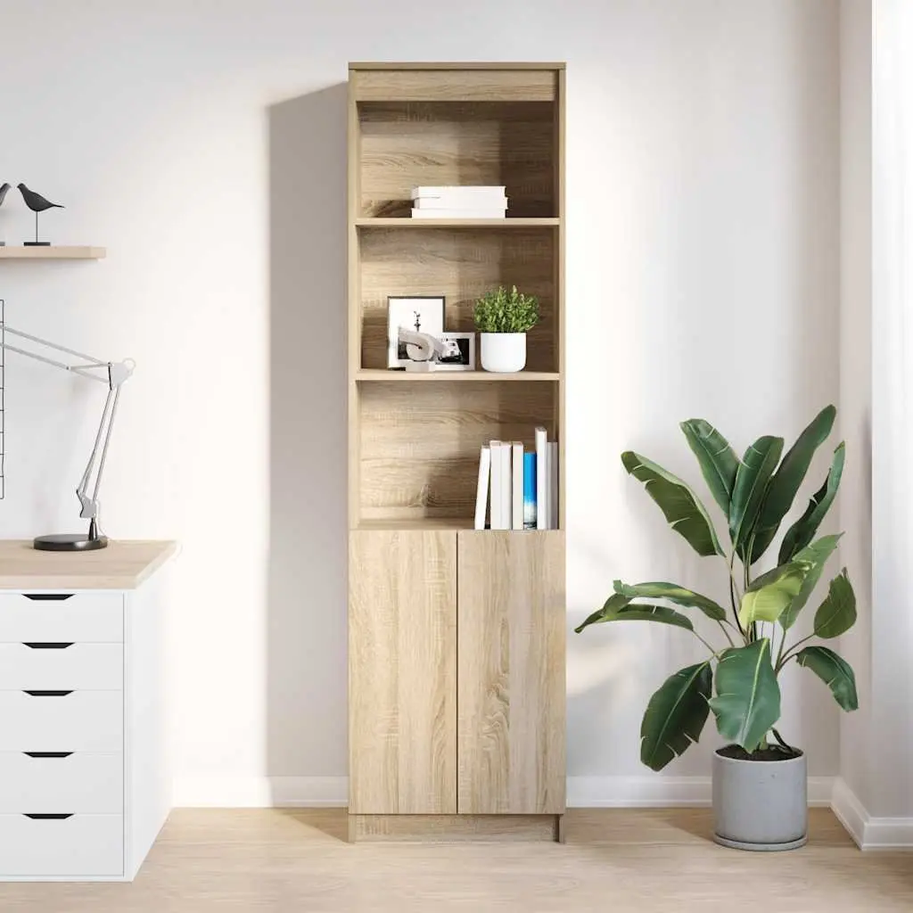 Highboard Storage Cabinet for Dining Room Bedroom Bathroom Kitchen Living Space Brown Engineered Wood 50W x 35D x 180H cm