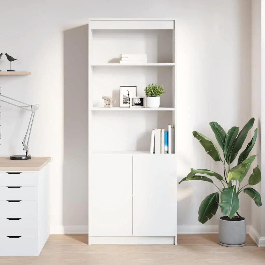 Highboard Storage Cabinet White 70x35x180 cm Tall Cupboard for Bedroom