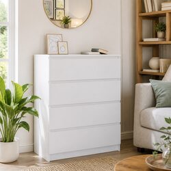 White Engineered Wood Sideboard 80L x 35W x 99H cm