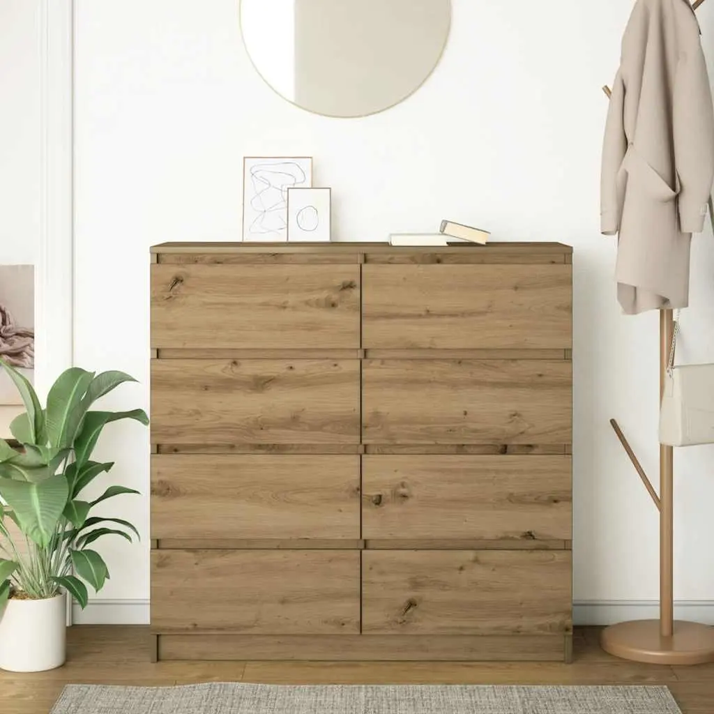 Sideboard Brown Engineered Wood Storage Cabinet Buffet 100x35x99cm