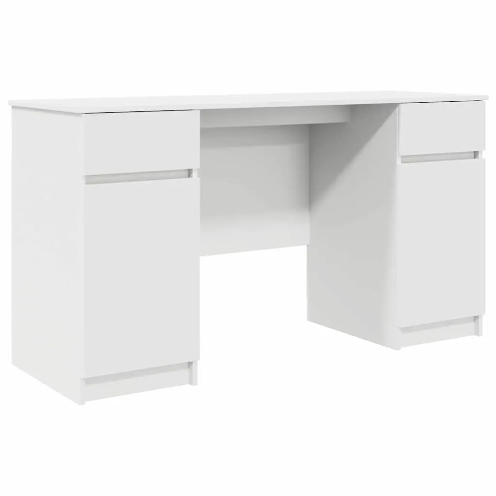 White Engineered Wood Desk with Drawer