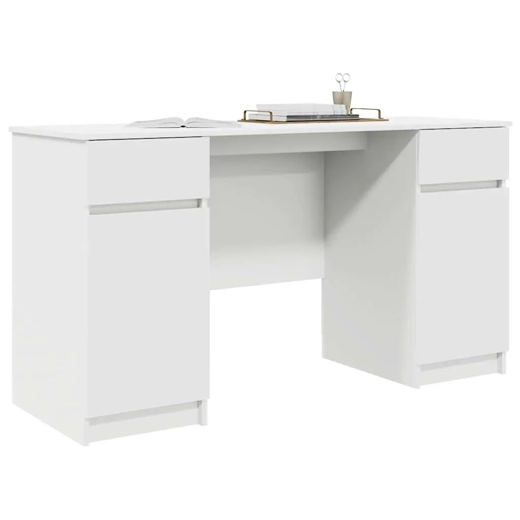 White Engineered Wood Desk with Drawer