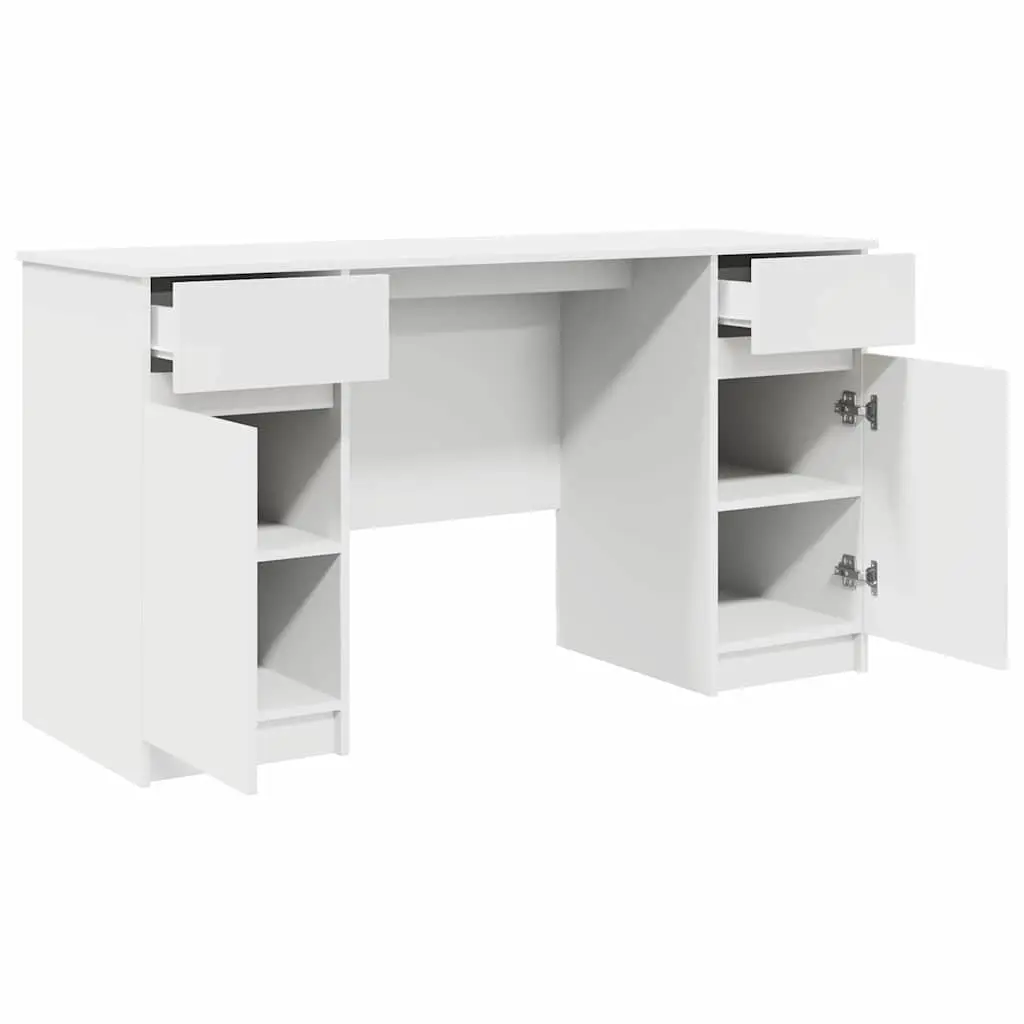 White Engineered Wood Desk with Drawer