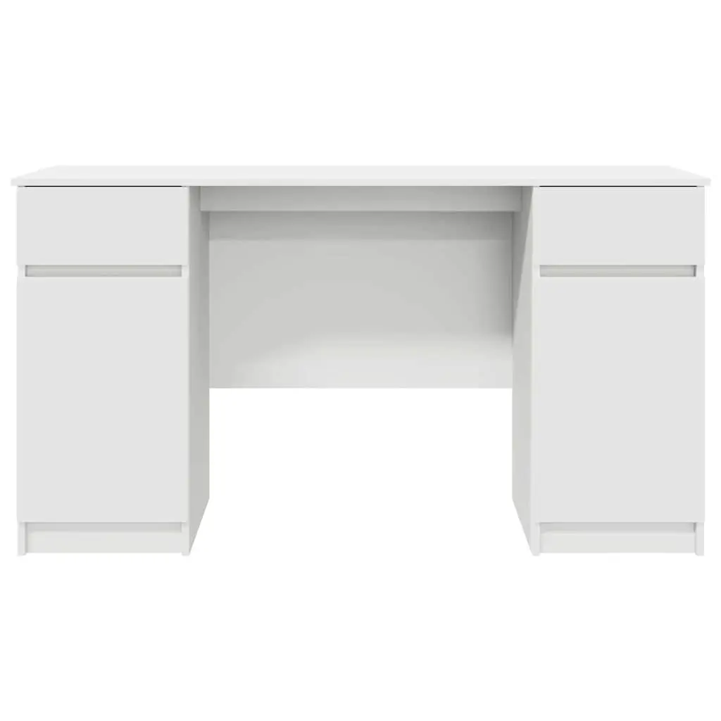 White Engineered Wood Desk with Drawer