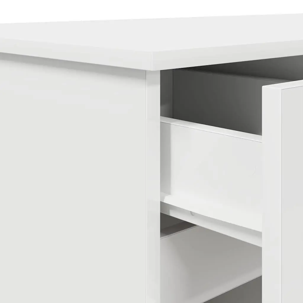 White Engineered Wood Desk with Drawer