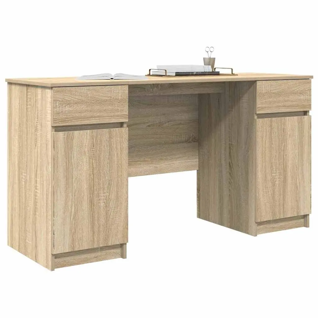 Desk with Drawer for Home Office 140 x 49 x 76 cm Engineered Wood Sonoma Oak
