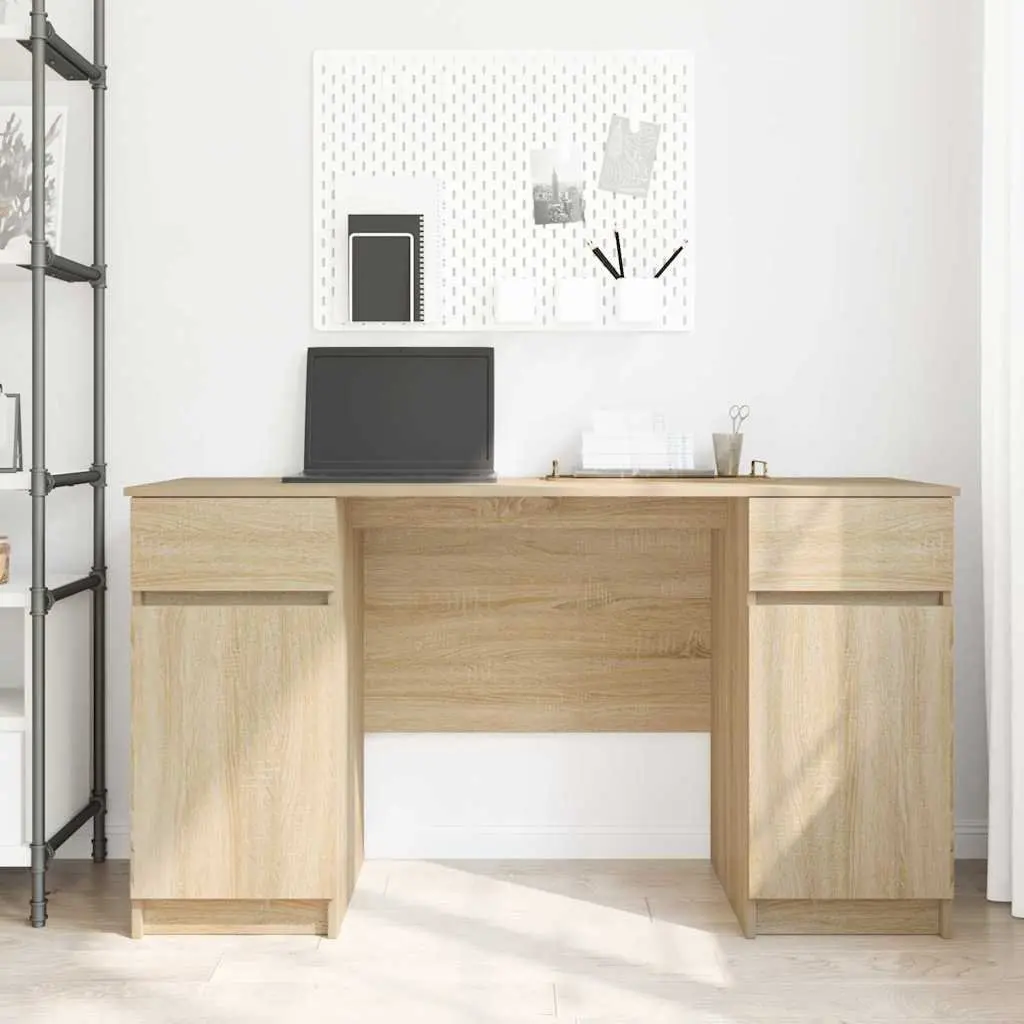 Desk with Drawer for Home Office 140 x 49 x 76 cm Engineered Wood Sonoma Oak