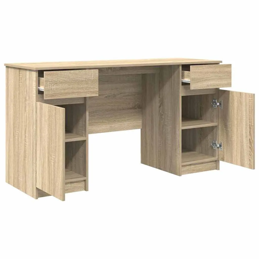 Desk with Drawer for Home Office 140 x 49 x 76 cm Engineered Wood Sonoma Oak