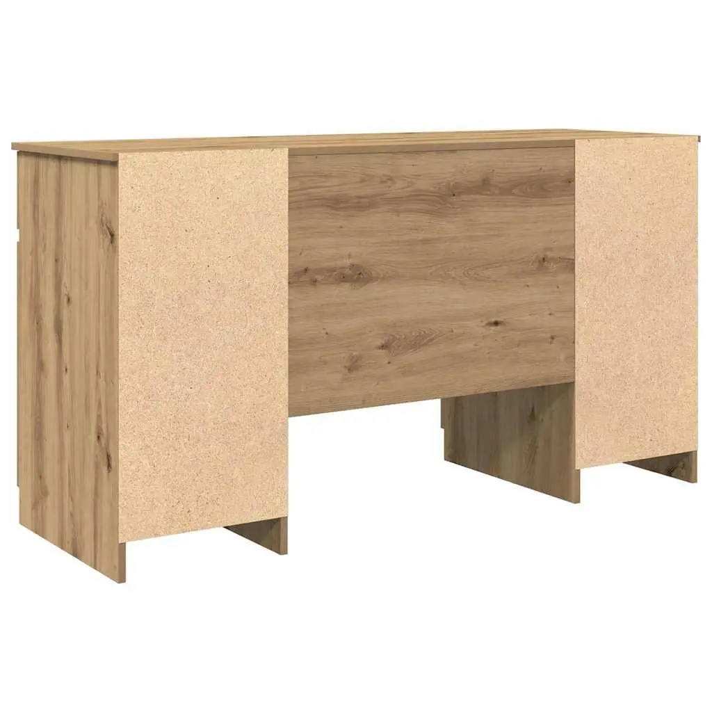 Writing Desk Home Office 140 x 49 x 76 cm Engineered Wood Brown with Storage Shelves and Drawers