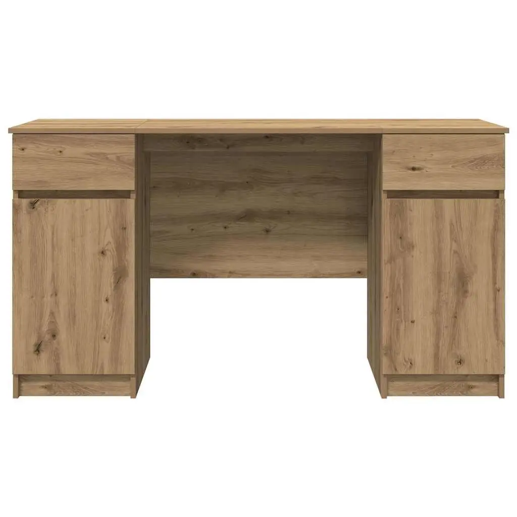 Writing Desk Home Office 140 x 49 x 76 cm Engineered Wood Brown with Storage Shelves and Drawers