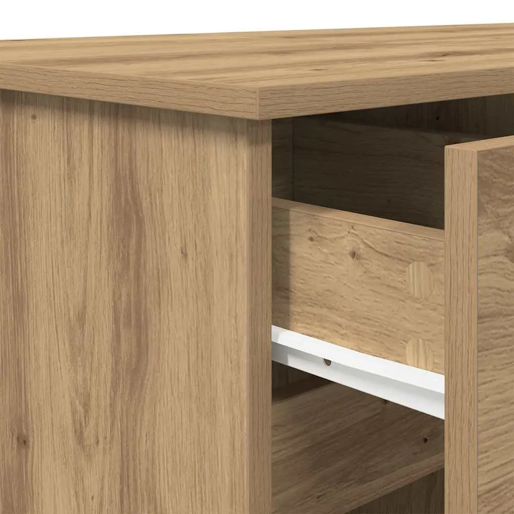 Writing Desk Home Office 140 x 49 x 76 cm Engineered Wood Brown with Storage Shelves and Drawers