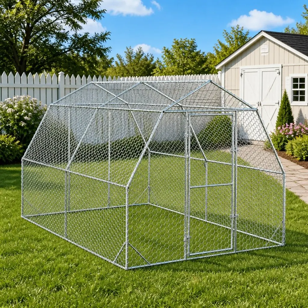Chicken Run 2.5x4x2.25m Walk-in Coop Galvanised Steel Mesh Enclosure Predator
