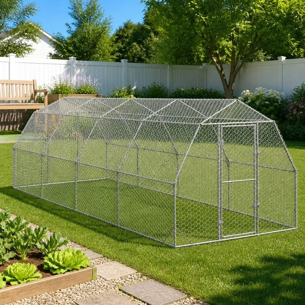 Chicken Run Outdoor Use 2.5x8x2.25m Galvanised Steel Mesh Enclosure