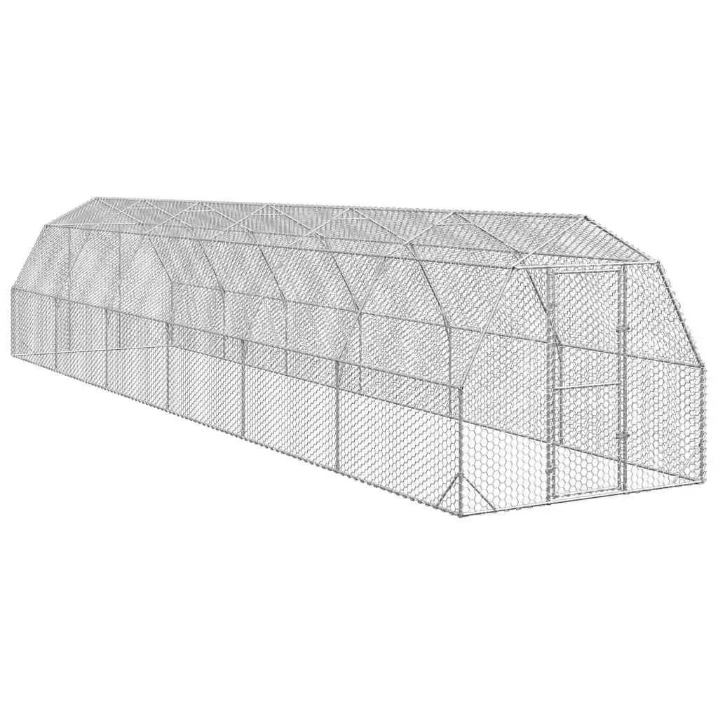 Chicken Run Outdoor 2.5m x 12m x 2.25m Galvanised Steel Hexagonal Mesh Enclosure