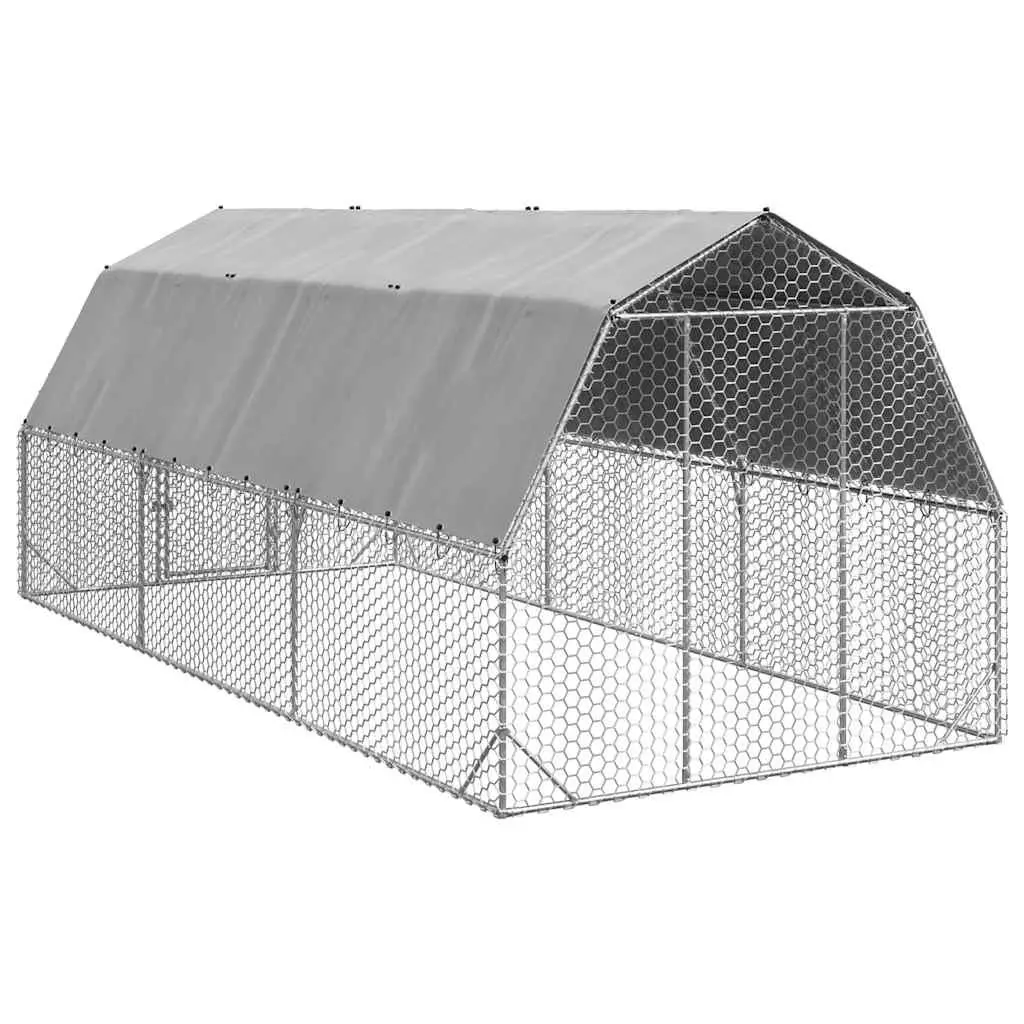 Chicken Run with Roof Outdoor Coop 2.5x6x2.25m Small Animal Habitat Enclosure