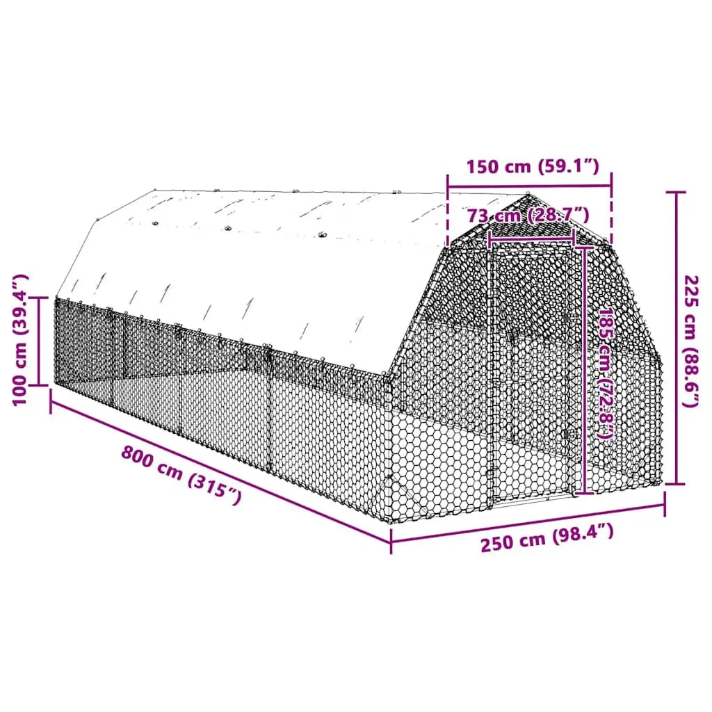 Large Walk-In Chicken Run with Roof