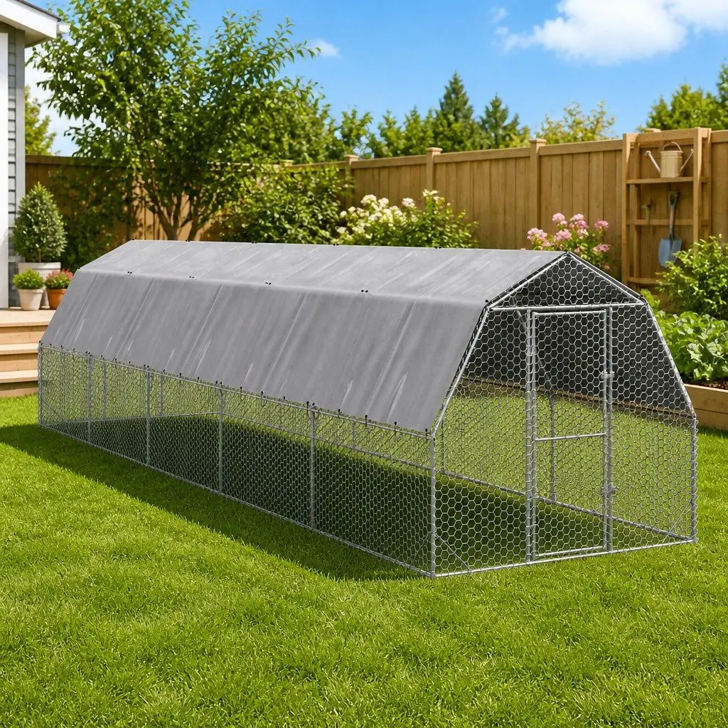 Chicken Run for Outdoor Use 2.5x10x2.25 m Galvanised Steel Frame