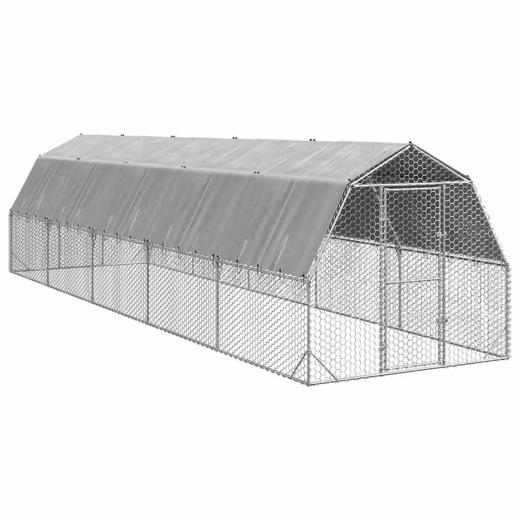 Chicken Run for Outdoor Use 2.5x10x2.25 m Galvanised Steel Frame