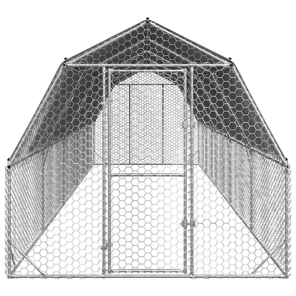 Chicken Run for Outdoor Use 2.5x10x2.25 m Galvanised Steel Frame