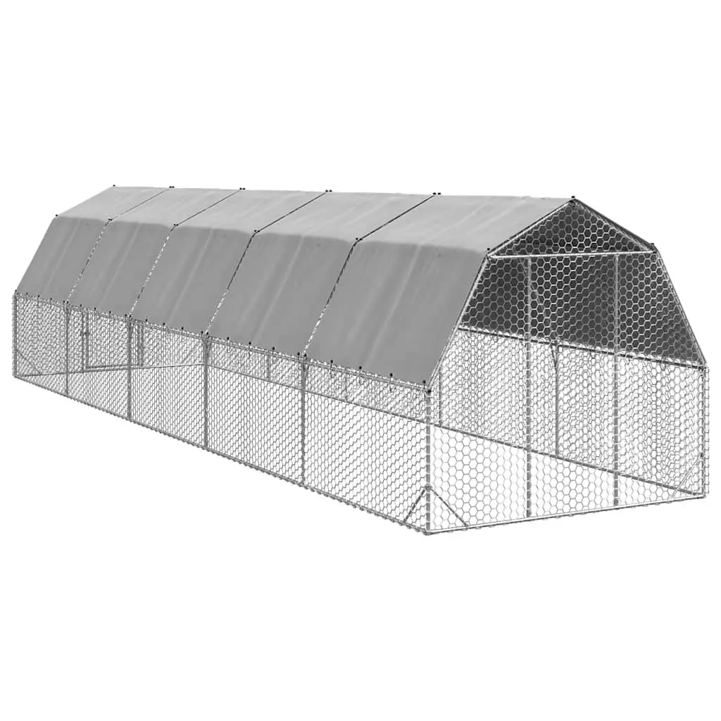 Chicken Run for Outdoor Use 2.5x10x2.25 m Galvanised Steel Frame