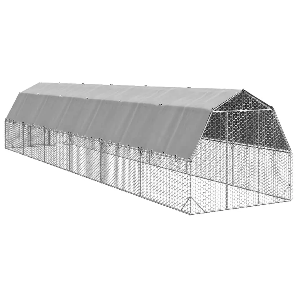 Chicken Run for Backyard Poultry 2.5x12x2.25m Galvanised Steel Frame Enclosure