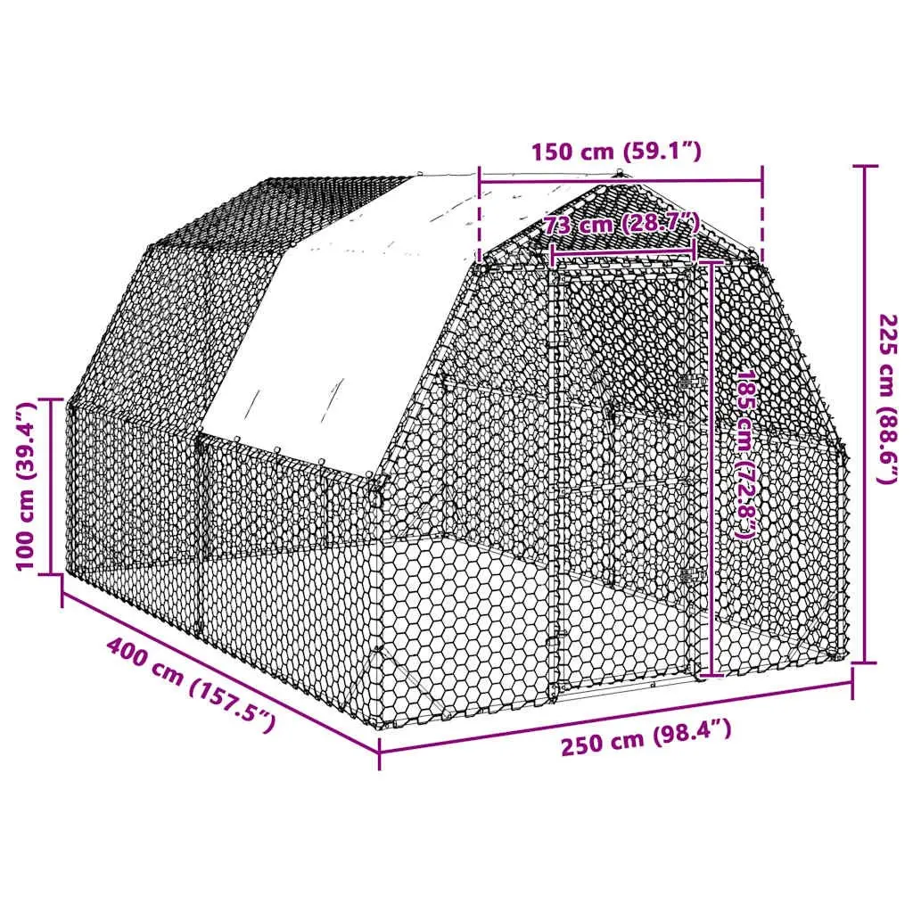 2.5x4x2.25m Chicken Run with Roof