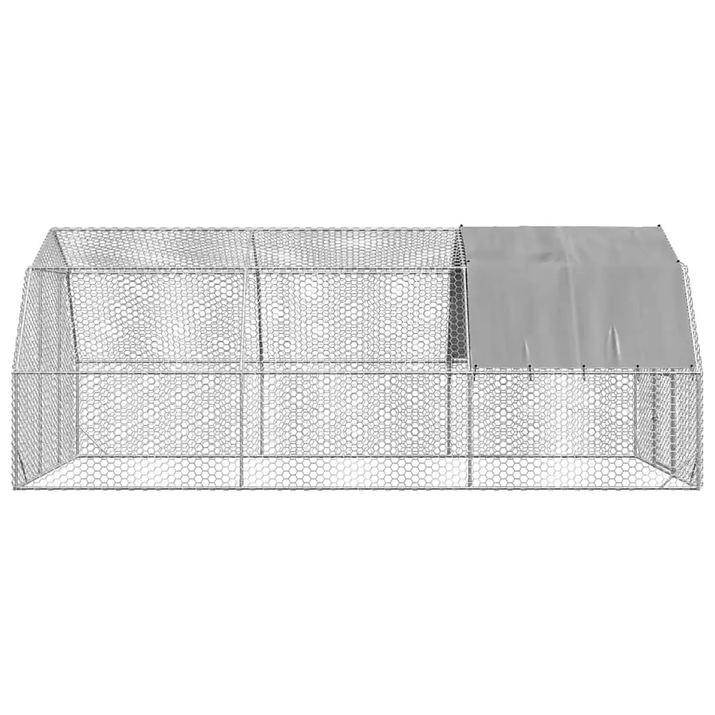 Chicken Run Walk-In Coop Outdoor Space 2.5 x 6 x 2.25 m Galvanised Steel Frame Hexagonal Mesh