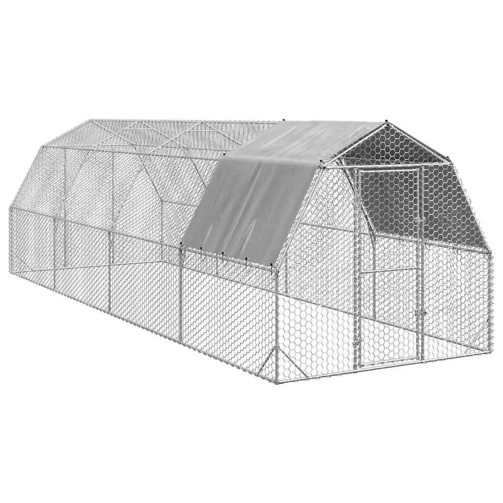 Chicken Run with Roof Walk-in Coop Hexagonal Mesh Galvanised Steel Frame