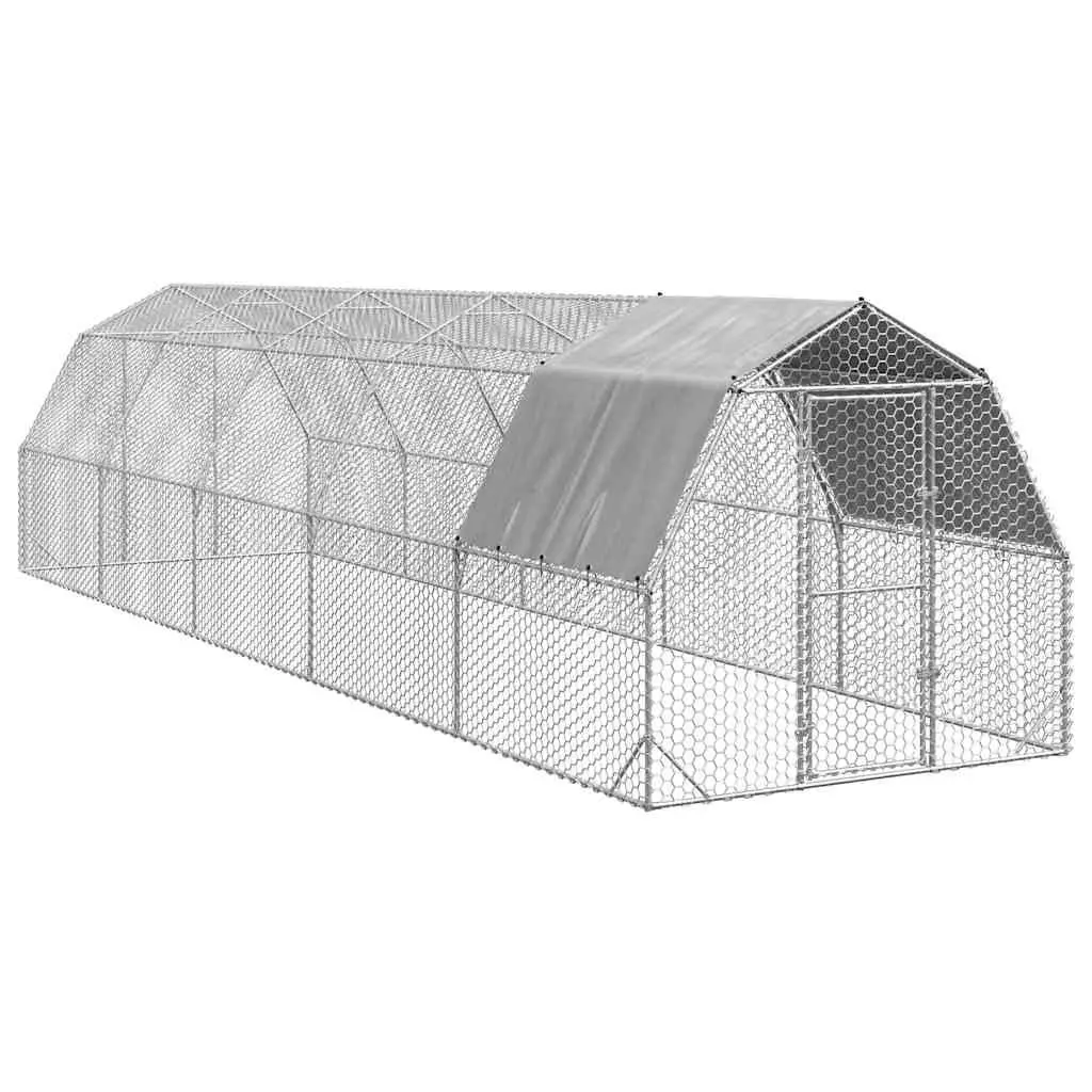 Chicken Run for Backyard Poultry 2.5x10x2.25m Walk-In Coop Galvanised Steel Mesh Enclosure