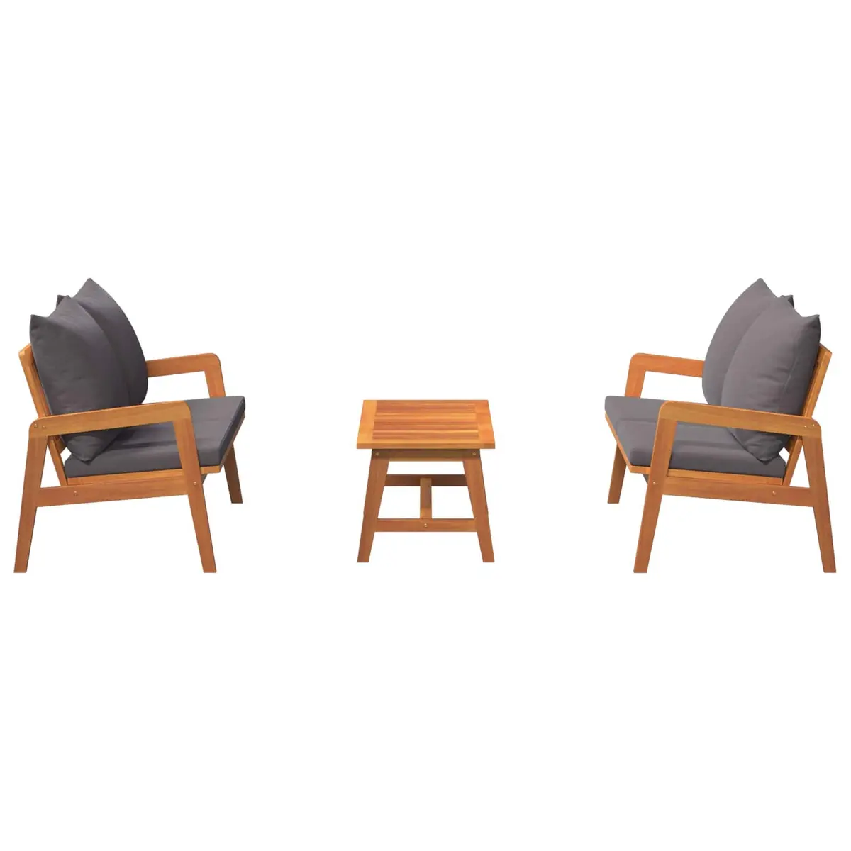 Outdoor Bistro Set 3 Piece Brown Solid Acacia Wood Garden Patio Furniture with