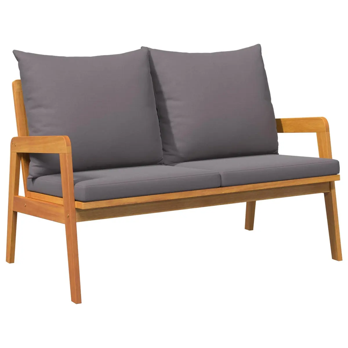 Outdoor Bistro Set 5 Piece Garden Furniture Brown Acacia Wood with Cushions