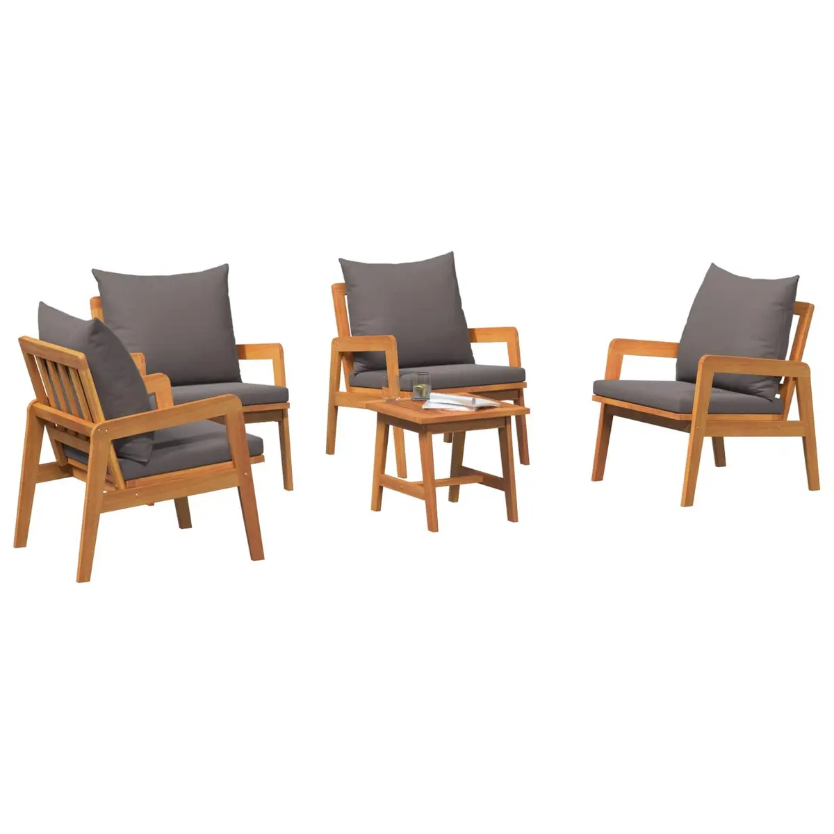 5-Piece Outdoor Bistro Set with Cushion