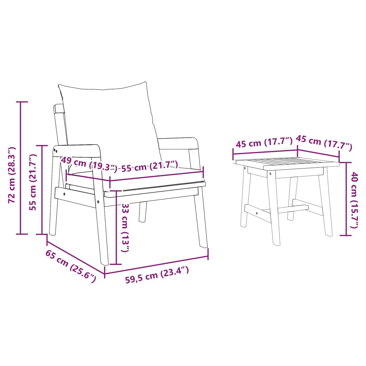 5-Piece Outdoor Bistro Set with Cushion