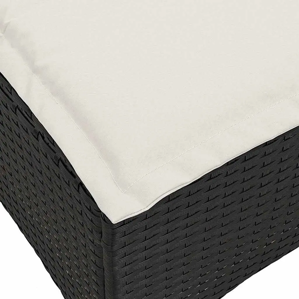 L-Shaped Garden Sofa Set 3 Piece Outdoor Furniture with Cushions Black