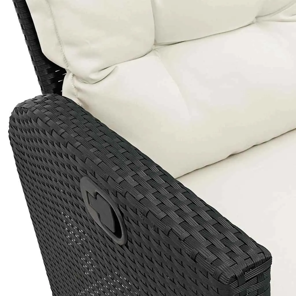 L-Shaped Garden Sofa Set 3 Piece Outdoor Furniture with Cushions Black