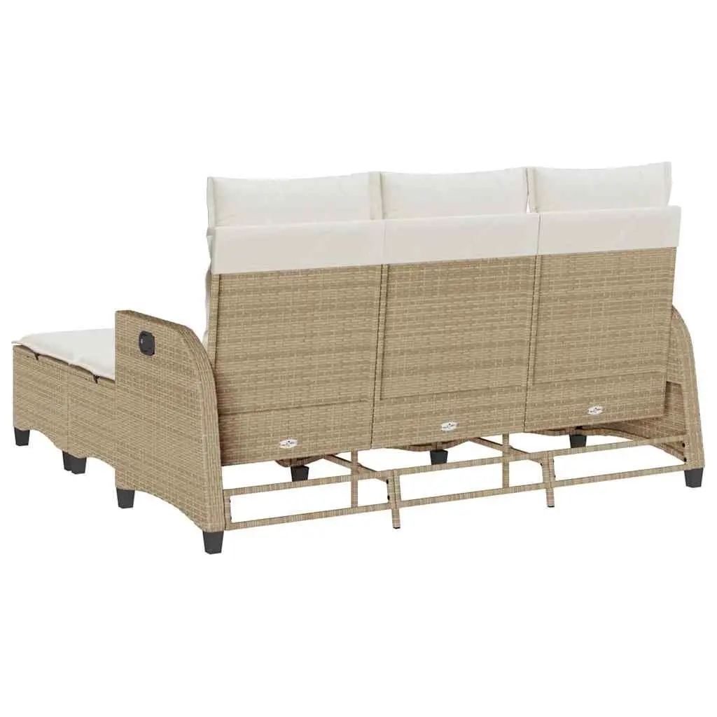 L-Shaped Garden Sofa Set 3 Piece Outdoor Patio Furniture with Cushions Beige